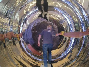 Turning The world upside Down III (1996) By Anish Kapoor, Deutsche Bank, complete restoration. Photo HGMP Turning The world upside Down III (1996) By Anish Kapoor, Deutsche Bank, complete restoration. Photo HGMP